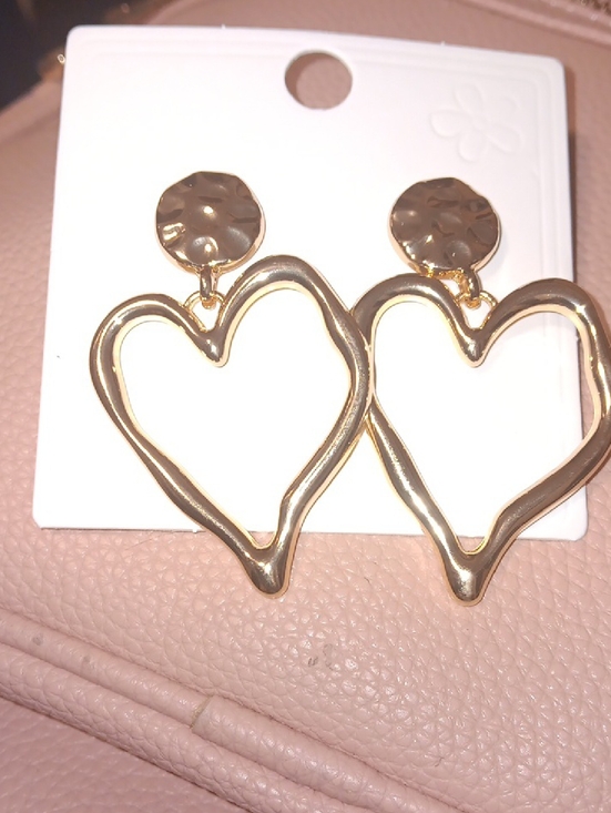 Jewelry - Gold Heart Drop Earrings - Women Jewelry